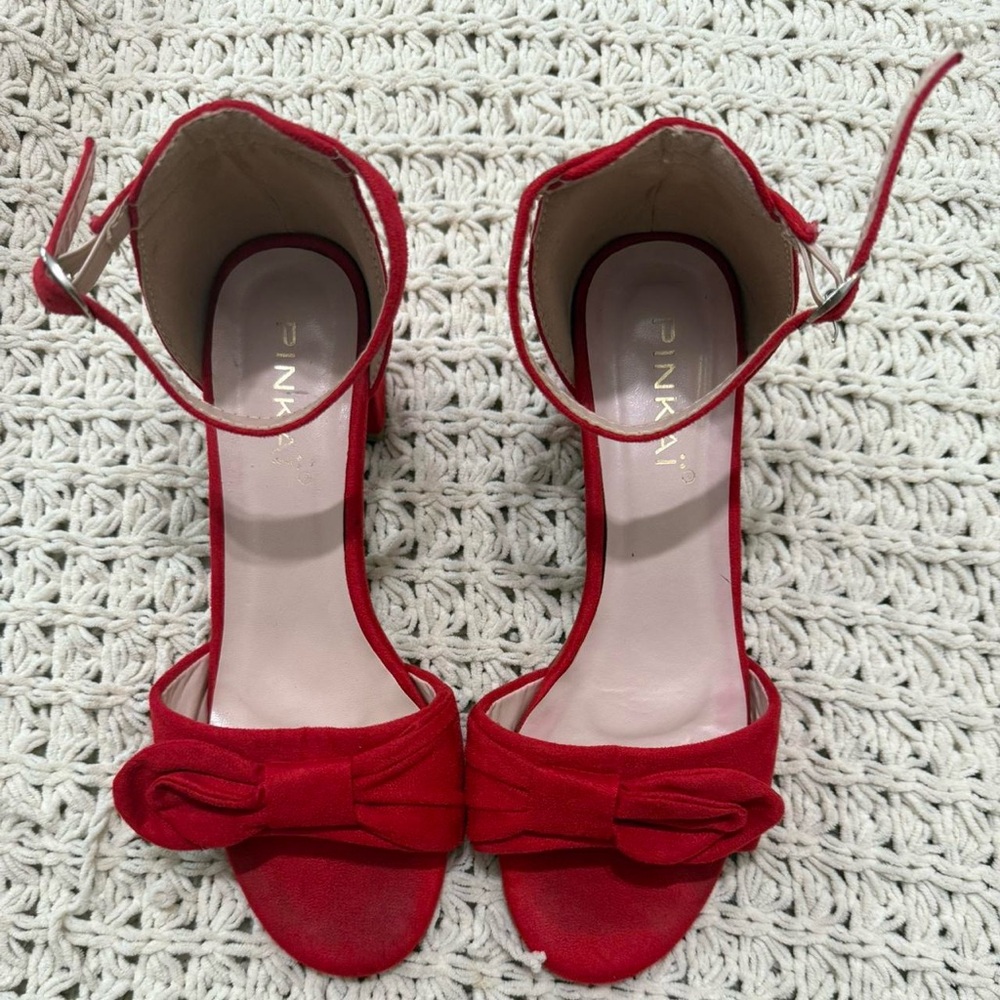 Nine West Red Bow Ankle Strap Heels